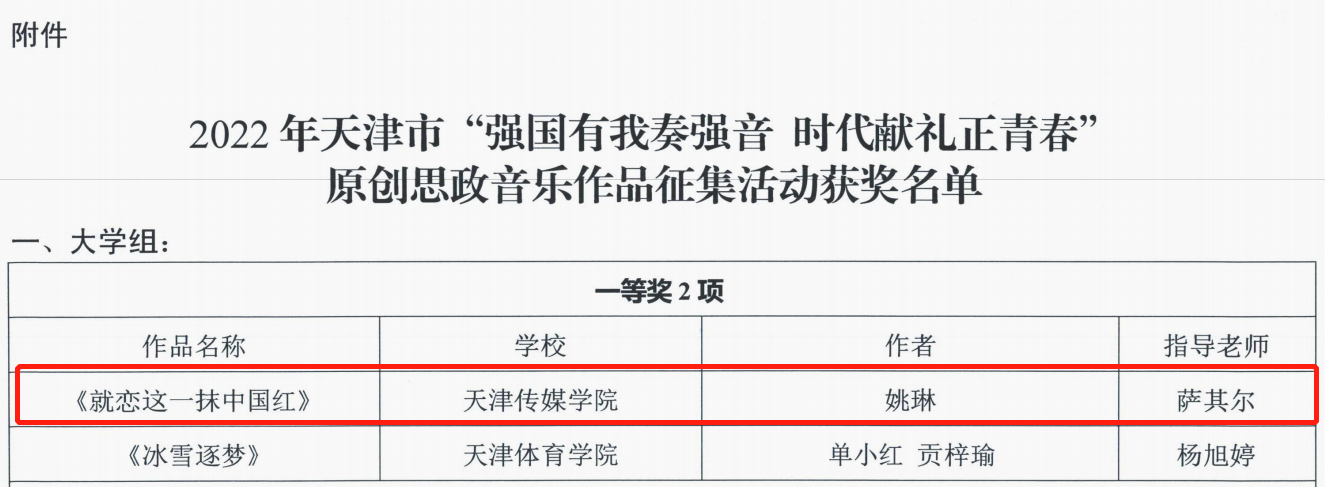 【獲獎快訊】百事3平台榮獲2022年天津市原創思政音樂作品征集活動一等獎